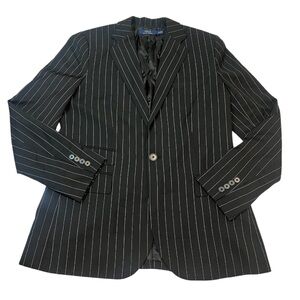 Ralph Lauren Black Pinstripe Blazer with White Stripes